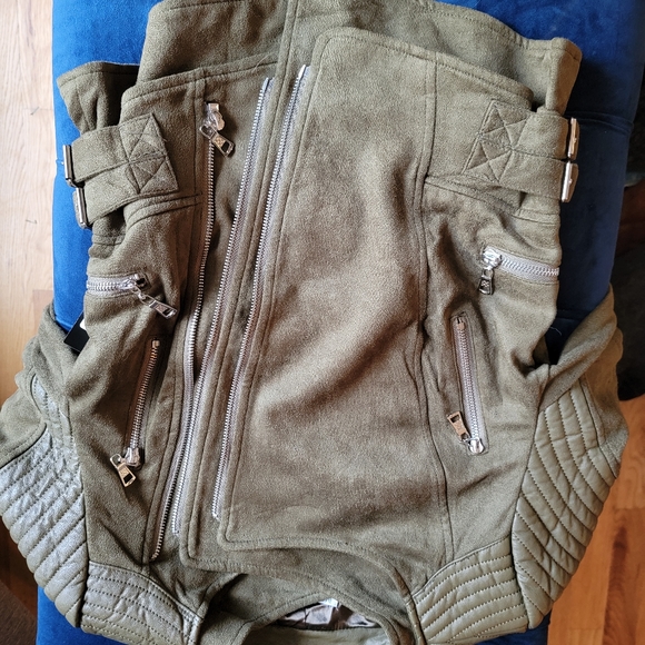 Ivory & Chain Bonita Biker Jacket Olive - Picture 8 of 12